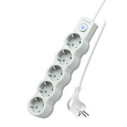 Удлинитель 5х5м с заземл. 10А IP20 2200Вт 220В защ. шторки ПВС 3х1 с выкл. бел. КОСМОС YKsm5m-5g-Z-V10A-W