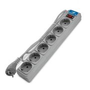 Удлинитель с сетевым фильтром 6х5м с заземл 10А IP20 2.2кВт ПВС 3х1 с выкл. сер. DOMTOK 2520