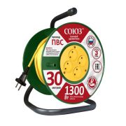 Удлинитель на катушке 4х30м без заземл. 6А IP20 1.3кВт Союз 481S-3103
