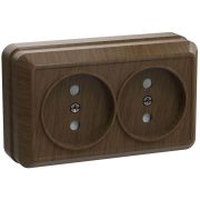 Розетка 2-м ОП Октава 10А IP20 без заземл. дуб GENERICA ERO20-K04-10-DC