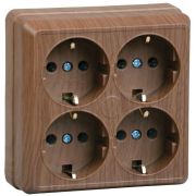 Розетка 4-м ОП Октава РС24-3-ОД 16А IP20 с заземл. дуб GENERICA ERO41-K04-16-DC