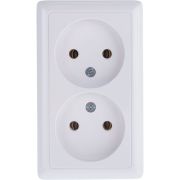 Розетка 2-м ОП Хит 16А IP20 250В без заземл. без защ. шторок бел. SE RA16-237-B