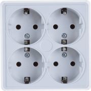 Розетка 4-м ОП Олимп с заземл. квадрат бел. UNIVersal 1165