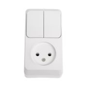 Блок ОП Этюд (1-м розетка без заземл. + 2-кл. выкл.) бел. SE BPA16-205B