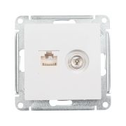 Розетка компьютерная + телевизионная 2-м СП AtlasDesign RJ45 кат.5E + TV механизм бел. SE ATN000189