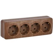 Розетка 4-м ОП GLORY РС24-3-ХД 16А с заземл. дуб IEK ERH41-K24-16