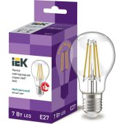 Лампа светодиодная филаментная 360° 7Вт A60 грушевидная прозрачная 4000К нейтр. бел. E27 230В IEK LLF-A60-7-230-40-E27-CL