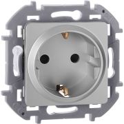 Розетка 1-м СП Inspiria 16А IP20 250В 2P+E защ. шторки немецк. стандарт механизм алюм. IEK 673732