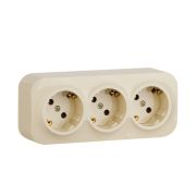 Розетка 3-м ОП Quteo 16А IP20 250В 3х2P+E с заземл. защ. шторки сл. кость IEK 782268